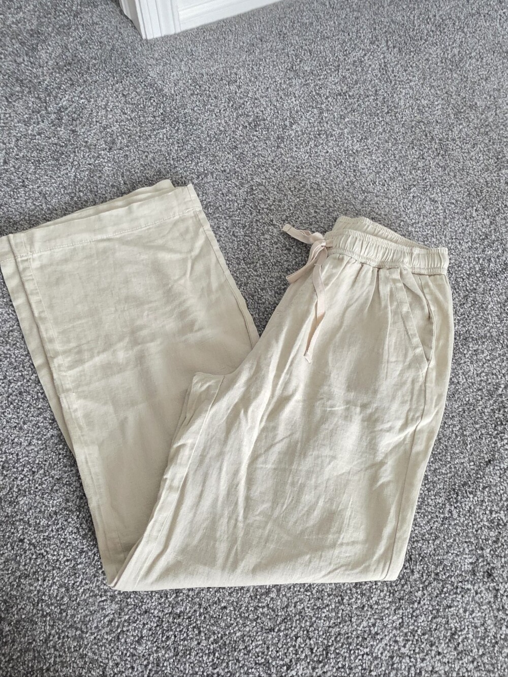 Briggs New York Beige Drawstring Wide-Leg Pants - Picture 6 of 6